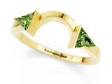 Yellow gold Trillion Peridot Open Band Ring with Bezel Setting_7