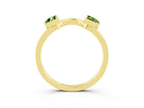 Yellow gold Trillion Peridot Open Band Ring with Bezel Setting_9