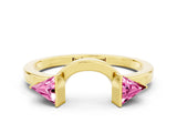 Yellow gold Trillion Pink Sapphire Open Band Ring with Bezel Setting_18
