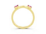 Yellow gold Trillion Pink Sapphire Open Band Ring with Bezel Setting_21