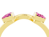 Yellow gold Trillion Pink Sapphire Open Band Ring with Bezel Setting_22