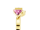 Yellow gold Trillion Pink Sapphire Open Band Ring with Bezel Setting_23