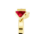 Yellow gold Trillion Ruby Open Band Ring with Bezel Setting_11