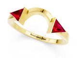Yellow gold Trillion Ruby Open Band Ring with Bezel Setting_7