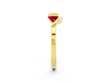 Yellow gold Trillion Ruby Open Band Ring with Bezel Setting_8