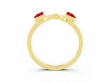 Yellow gold Trillion Ruby Open Band Ring with Bezel Setting_9