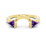 Yellow gold Trillion Tanzanite Open Band Ring with Bezel Setting_6