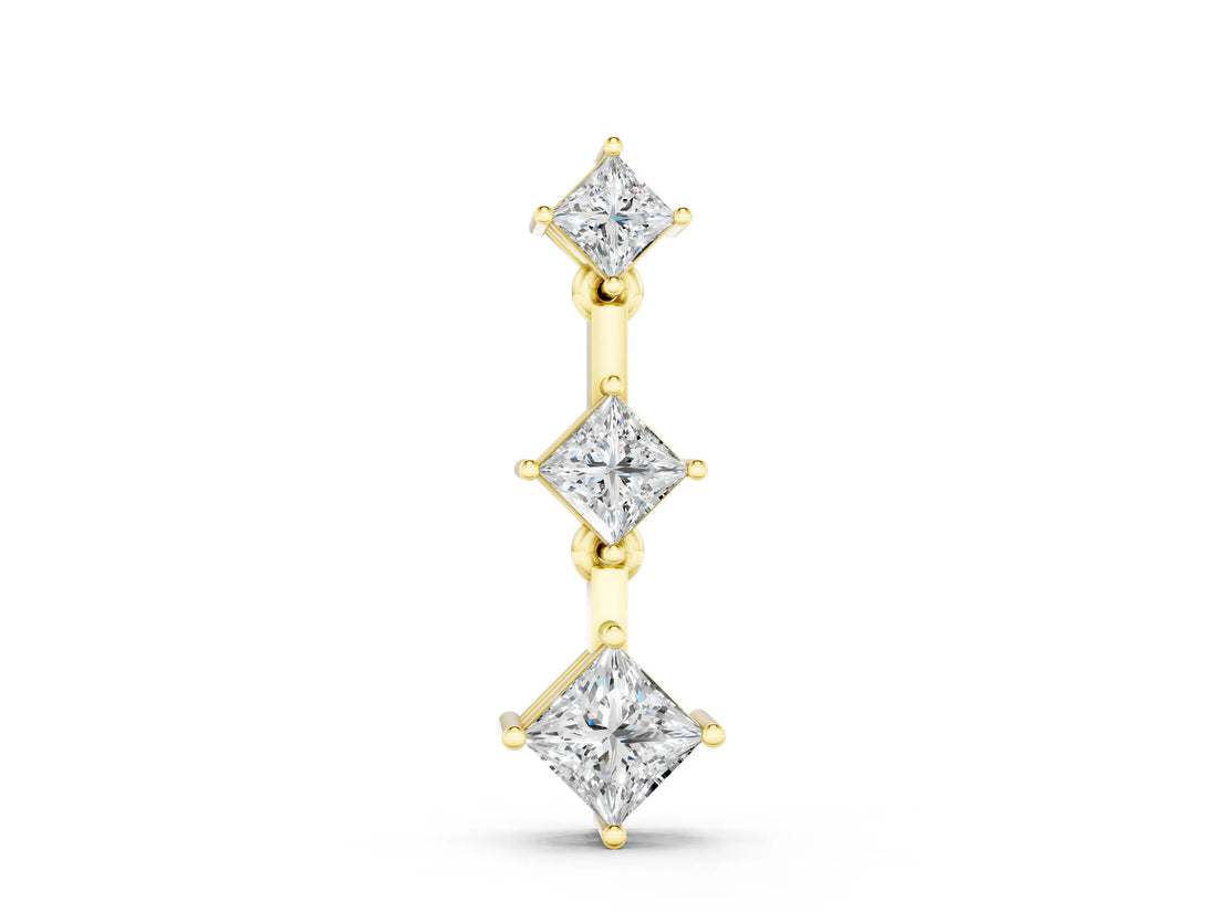 Yellow gold Triple Princess Cut Drop Pendant with Four-Prong Setting_6