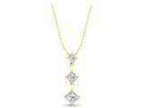 Yellow gold Triple Princess Cut Drop Pendant with Four-Prong Setting_7