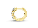 Yellow gold Triple Round Diamond Huggie Earrings with Prong Setting_7
