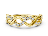 Yellow gold Twist Infinity Diamond Band with Round Stones and Pavé Setting_41