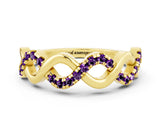 Yellow gold Twist Infinity Round Amethyst Band with Pavé Setting_6