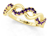 Yellow gold Twist Infinity Round Amethyst Band with Pavé Setting_7