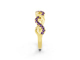 Yellow gold Twist Infinity Round Amethyst Band with Pavé Setting_8