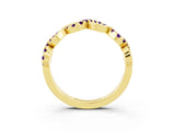 Yellow gold Twist Infinity Round Amethyst Band with Pavé Setting_9