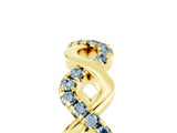 Yellow gold Twist Infinity Round Aquamarine Band with Pavé Setting_11