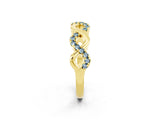 Yellow gold Twist Infinity Round Aquamarine Band with Pavé Setting_8