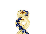Yellow gold Twist Infinity Round Blue Sapphire Band with Pavé Setting_11