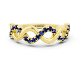 Yellow gold Twist Infinity Round Blue Sapphire Band with Pavé Setting_6