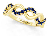Yellow gold Twist Infinity Round Blue Sapphire Band with Pavé Setting_7