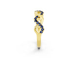 Yellow gold Twist Infinity Round Blue Sapphire Band with Pavé Setting_8