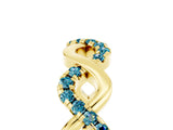 Yellow gold Twist Infinity Round Blue Topaz Band with Pavé Setting_11