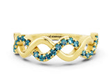 Yellow gold Twist Infinity Round Blue Topaz Band with Pavé Setting_6