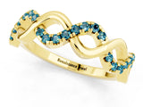 Yellow gold Twist Infinity Round Blue Topaz Band with Pavé Setting_7