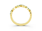 Yellow gold Twist Infinity Round Blue Topaz Band with Pavé Setting_9