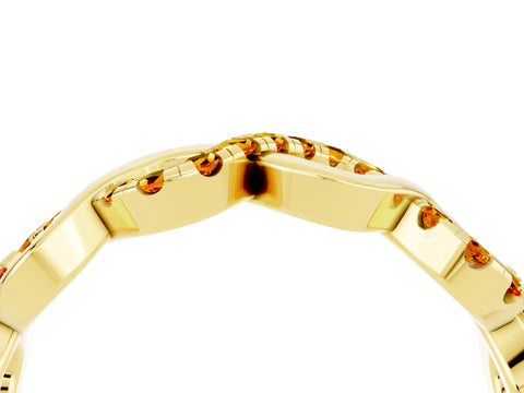 Yellow gold Twist Infinity Round Citrine Band with Pavé Setting_10