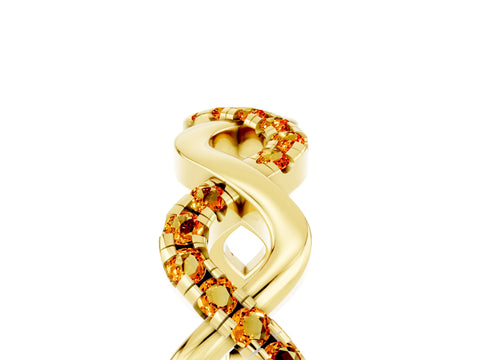 Yellow gold Twist Infinity Round Citrine Band with Pavé Setting_11