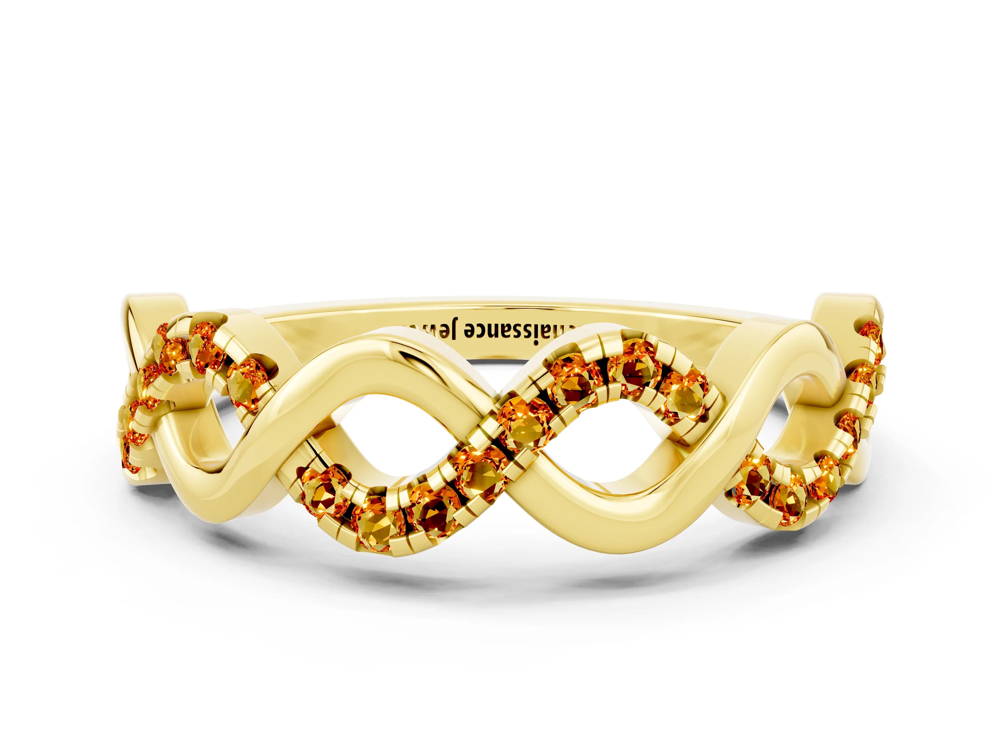 Yellow gold Twist Infinity Round Citrine Band with Pavé Setting_6
