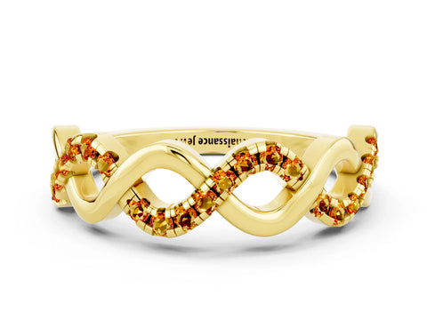 Yellow gold Twist Infinity Round Citrine Band with Pavé Setting_6