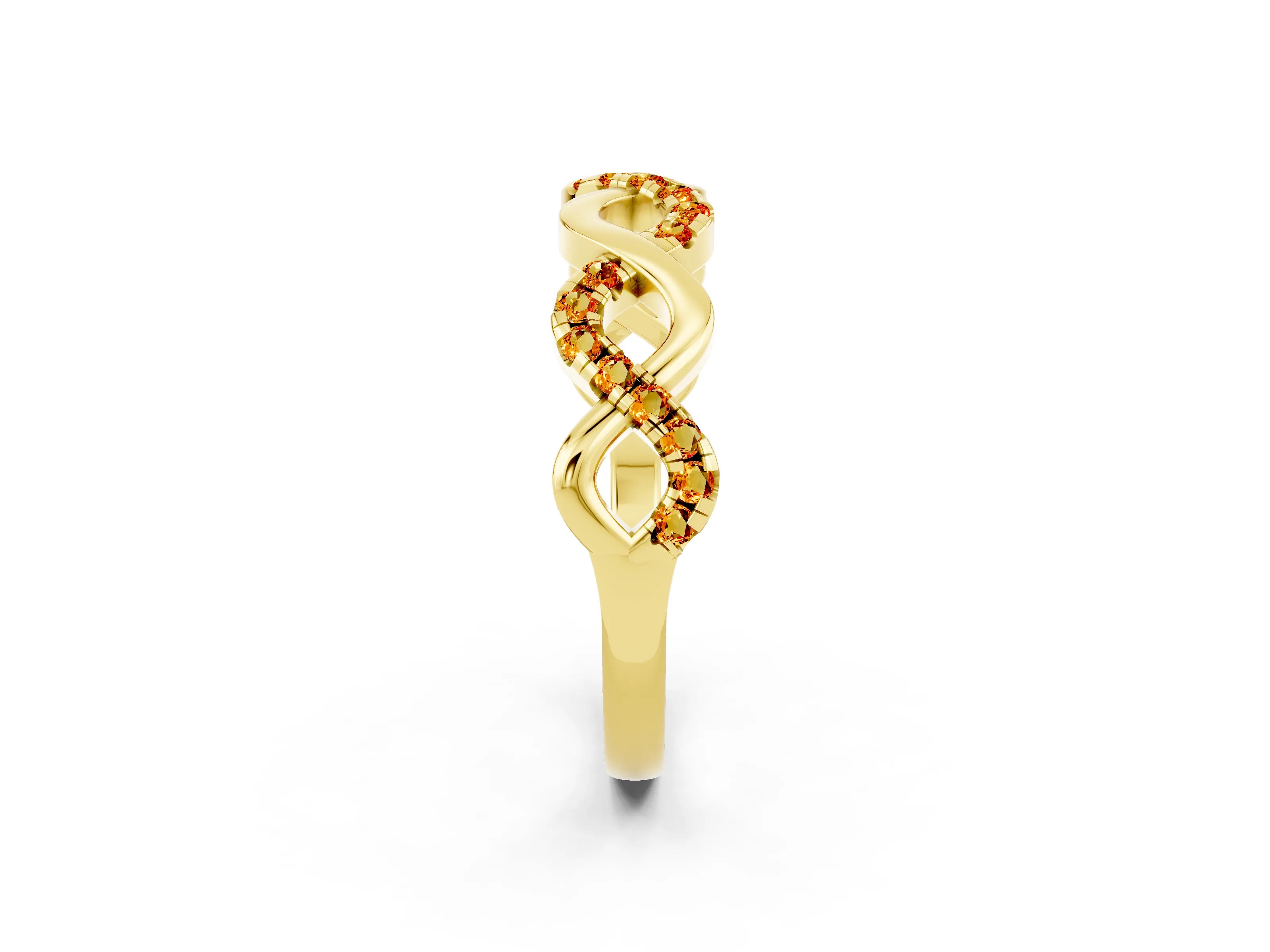 Yellow gold Twist Infinity Round Citrine Band with Pavé Setting_8