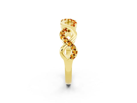 Yellow gold Twist Infinity Round Citrine Band with Pavé Setting_8