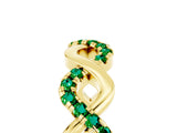 Yellow gold Twist Infinity Round Emerald Band with Pavé Setting_11