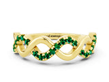 Yellow gold Twist Infinity Round Emerald Band with Pavé Setting_6