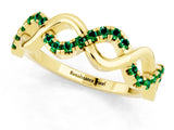 Yellow gold Twist Infinity Round Emerald Band with Pavé Setting_7