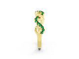 Yellow gold Twist Infinity Round Emerald Band with Pavé Setting_8
