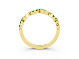 Yellow gold Twist Infinity Round Emerald Band with Pavé Setting_9