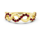 Yellow gold Twist Infinity Round Garnet Band with Pavé Setting_6