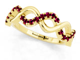 Yellow gold Twist Infinity Round Garnet Band with Pavé Setting_7