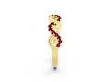 Yellow gold Twist Infinity Round Garnet Band with Pavé Setting_8