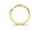 Yellow gold Twist Infinity Round Garnet Band with Pavé Setting_9