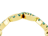 Yellow gold Twist Infinity Round Green Sapphire Band with Pavé Setting_10