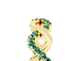 Yellow gold Twist Infinity Round Green Sapphire Band with Pavé Setting_11