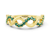 Yellow gold Twist Infinity Round Green Sapphire Band with Pavé Setting_6
