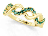 Yellow gold Twist Infinity Round Green Sapphire Band with Pavé Setting_7