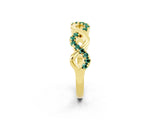 Yellow gold Twist Infinity Round Green Sapphire Band with Pavé Setting_8