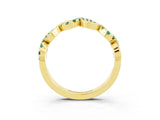 Yellow gold Twist Infinity Round Green Sapphire Band with Pavé Setting_9